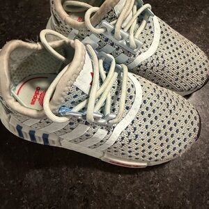 Adidas Kids Cream and Blue Sneakers